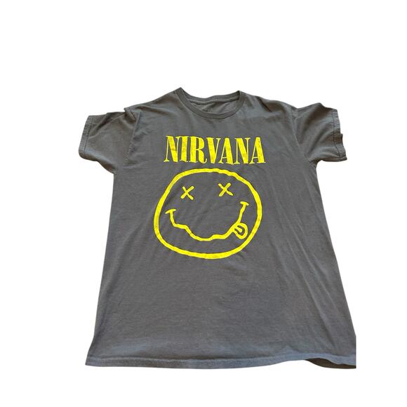 Y2K Nirvana Smiley Graphic‎ Tee Medium Band T-Shirt Grunge Rock Vintage - Picture 1 of 5